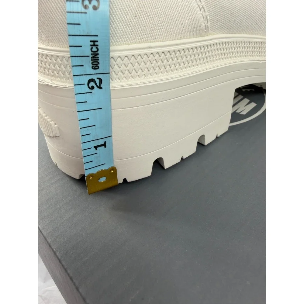Palladium Pallabase Twill Womens 10 Star White Platform Combat Boots Side Zip